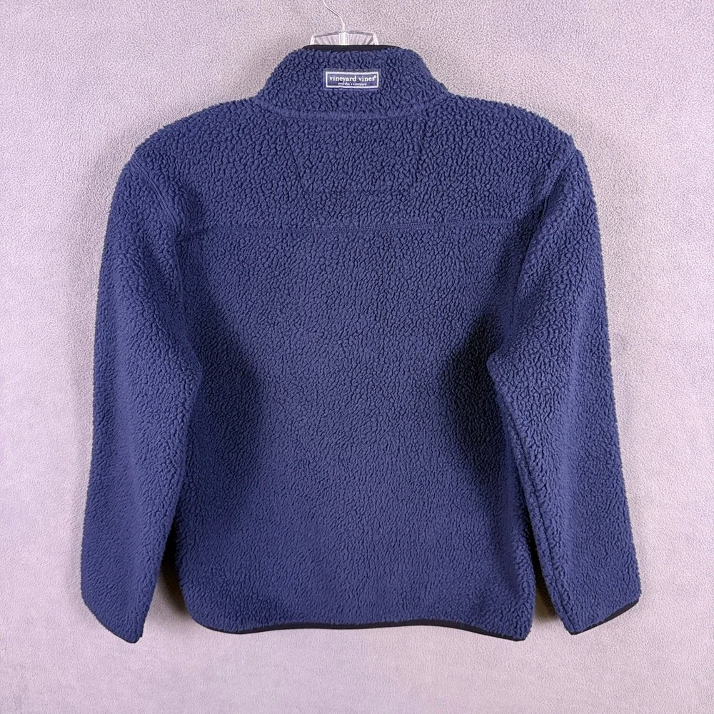 Vineyard Vines Fleece Pullover Kids M Navy Blue Quarter Zip Sherpa Jacket